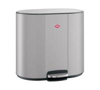 WESCO Multicollector 3 cubos de basura gris mate, chapa de acero pulverizada, 1 x 25 litros y 2 x 12 recipientes de plástico, pie de metal, mango práctico, filtro de olores, bloqueo de la tapa