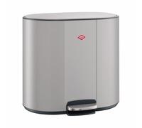 WESCO Multicollector - Cubo de basura con pedal (2 unidades, chapa de acero con recubrimiento en polvo, 2 recipientes de plástico de 25 litros, pie de metal, mango práctico, filtro de olores, bloqueo