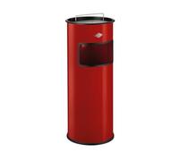 WESCO Pequeño cenicero de pie con colador en chapa de acero pulverizada de color rojo, 30 litros de volumen, ranura de ranura, incluye inserto de metal