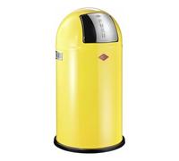 WESCO Pushboy - Cubo de basura (chapa de acero con recubrimiento en polvo, 50 litros de capacidad, tapa de acero inoxidable, depósito interior extraíble)