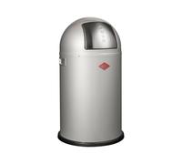 WESCO Pushboy Junior - Cubo de basura en color plateado, chapa de acero con recubrimiento en polvo, 22 litros de volumen, gran tapa de acero inoxidable, recipiente interior extraíble