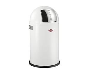 WESCO Pushboy junior - Papelera (chapa de acero con recubrimiento en polvo, 22 litros de capacidad, tapa grande de acero inoxidable, recipiente interior extraíble)