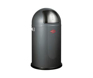 WESCO Pushboy Junior - Papelera de acero con recubrimiento en polvo, 22 litros de capacidad, tapa de acero inoxidable grande, recipiente interior extraíble