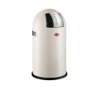 WESCO Pushboy junior - Papelera de color arena mate, chapa de acero pulverizada, 22 litros de volumen, gran tapa de acero inoxidable, recipiente interior extraíble