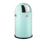 WESCO Pushboy junior - Papelera en color verde menta, chapa de acero con recubrimiento en polvo, 22 litros de volumen, gran tapa de acero inoxidable, recipiente interior extraíble