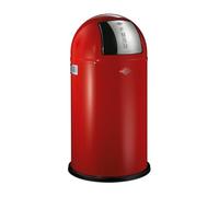 WESCO Pushboy - Papelera de acero con recubrimiento en polvo, 50 litros de capacidad, tapa grande de acero inoxidable, recipiente interior extraíble