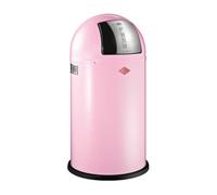 WESCO Pushboy - Papelera de acero con recubrimiento en polvo, 50 litros de capacidad, tapa grande de acero inoxidable, recipiente interior extraíble