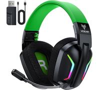 WESEARY WG1 Cascos Gaming Inalambricos, Auriculares Gaming Inalambricos para PS5, PS4, PC, Switch, Sonido Estéreo Auriculares Gaming con Microfono, Cascos con Luz LED, Duración 50Hr+