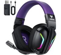 WESEARY WG1 Cascos Gaming Inalambricos, Auriculares Gaming Inalambricos para PS5, PS4, PC, Switch, Sonido Estéreo Auriculares Gaming con Microfono, Cascos con Luz LED, Duración 50Hr+