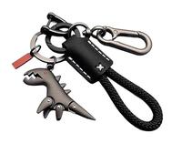 Weseecase Keychain, Dinosaur Charm Paired with a Hand-woven Bracelet, Mini Dinosaur Keychain for Men (Black #B)