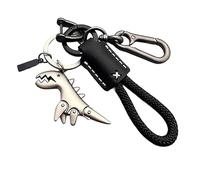 Weseecase Keychain, Dinosaur Charm Paired with a Hand-woven Bracelet, Mini Dinosaur Keychain for Men (Black #A)