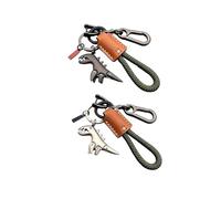 Weseecase Keychain, Dinosaur Charm Paired with a Hand-woven Bracelet, Mini Dinosaur Keychain for Men (#C 2PCS)