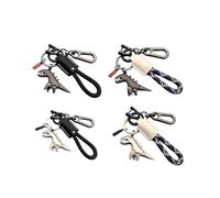 Weseecase Keychain, Dinosaur Charm Paired with a Hand-woven Bracelet, Mini Dinosaur Keychain for Men (#E 4PCS)