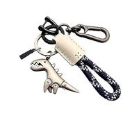Weseecase Keychain, Dinosaur Charm Paired with a Hand-woven Bracelet, Mini Dinosaur Keychain for Men (White #A)