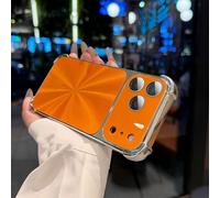 Weseecase Quad-Corner Drop-Proof CD-Texture Case Cover for iPhone 17 Pro MAX, Electroplated Four-Corner Shockproof Protective Case with Full Camera Protection (Orange,17Promax)