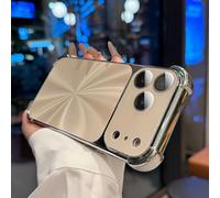 Weseecase Quad-Corner Drop-Proof CD-Texture Case Cover for iPhone 17 Pro MAX, Electroplated Four-Corner Shockproof Protective Case with Full Camera Protection (Gold,17)