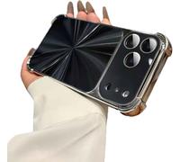 Weseecase Quad-Corner Drop-Proof CD-Texture Case for iPhone 17 Pro MAX, CD-Pattern Electroplated Four-Corner Shockproof Case with Lens Protector (Black,15plus)