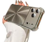 Weseecase Quad-Corner Drop-Proof CD-Texture Case for iPhone 17 Pro MAX, CD-Pattern Electroplated Four-Corner Shockproof Case with Lens Protector (Gray,15promax)