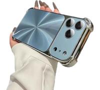 Weseecase Quad-Corner Drop-Proof CD-Texture Case for iPhone 17 Pro MAX, CD-Pattern Electroplated Four-Corner Shockproof Case with Lens Protector (Blue,14)