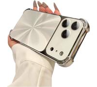 Weseecase Quad-Corner Drop-Proof CD-Texture Case for iPhone 17 Pro MAX, CD-Pattern Electroplated Four-Corner Shockproof Case with Lens Protector (White,16promax)