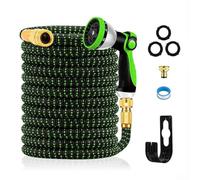 WESEN Manguera Jardin Extensible 7.5m/15m/30m/37.5m/45m, Manguera Con 10 Funciones Pistola, Boquilla Manguera Retractil Con 3/4" 1/2" Conector, Garden Hose Riego Conectore Accesorio (Negro Verde 45m)