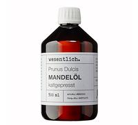 WESENTLICH Aceite de almendras prensado en frío, 500 ml, 100 % aceite de almendras puro (Prunus Dulcis)