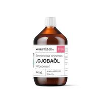 wesentlich. Aceite de jojoba prensado en frío, 500 ml, nativo, 100% puro, vegano, piel, cabello, barba y cuero cabelludo, cara y uñas, aceite facial y corporal