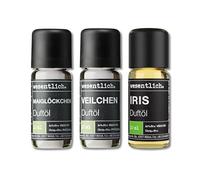 wesentlich. Juego de aceites aromáticos, composiciones aromáticas armónicas para quemadores, difusores y velas - lirio del valle, violeta, iris