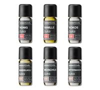 wesentlich. Juego de aceites aromáticos, composiciones aromáticas armónicas para quemadores, difusores y velas: vainilla, coco, miel, sándalo y almizcle, almendra amarga