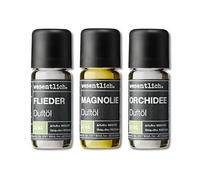 wesentlich. Juego de aceites aromáticos, composiciones aromáticas armónicas para quemadores, difusores y velas - lila, magnolia, orquídea