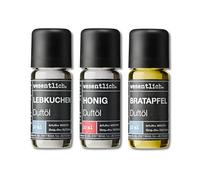 wesentlich. Juego de aceites aromáticos, composiciones aromáticas armónicas para quemadores, difusores y velas - pan de jengibre, miel, manzana al horno