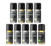 wesentlich. Juego de aceites aromáticos, composiciones aromáticas armónicas para quemadores, difusores y velas: jazmín, flor de tilo, rosa, lila, magnolia, orquídea, lirio del valle, violeta, iris