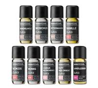 wesentlich. Juego de aceites aromáticos, composiciones aromáticas armónicas para quemadores, difusores y velas - Sandalwood, almizcle, almendra amarga, vainilla, coco, miel, provenza, oriente, vida