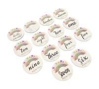 WESIEVYA 14 piezas Tarjetas de Madera para Tarjetas Mensuales y para Fotos de Crecimiento Souvenirs para Recién Nacidos y Celebración de Primer Año