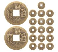 WESIEVYA 18 Monedas Chinas de Feng Shui: Monedas Antiguas de latón del I Ching para la Riqueza, el éxito y la Salud - Amuleto Tradicional de Buena Suerte de 4 cm para Cartera o Monedero.