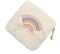 WESIEVYA 1pieza Cartera Infantil De Mano De Peluche Cremallera Monedero Compacto para Viajes Escuela y Uso Diario Bolsa De Diseño De Arcoíris