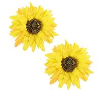 WESIEVYA 2 Clips para Cortinas Rústicas Diseño de Girasol, Abrazaderas para Sujetar Cortinas Finas sin Perforar, Clip de Sujeción Decorativo Amarillo para Sala de Estar y Dormitorio