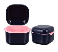 WESIEVYA 2 Piezas Caja Forma de Copa para Guardar Dentaduras y Protectores Bucales de Plástico Azul Fácil Acceso Manual para Uso