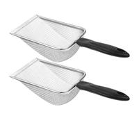 WESIEVYA 2 Piezas Pala de Acero Inoxidable para Sustrato de Reptiles con Malla Limpiadora de Base para Terrarios y Recipientes de Tortugas Diseño Resistente y Seguro para Acuarios y