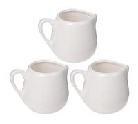 WESIEVYA 3 Mini Jarras y Boquilla Antigoteo con Asa de Leche de Cerámica Diseño Creativo Paquete de 3 Piezas en Color Claro Adecuado para Salsa y Crema en Cocina