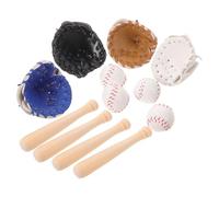 WESIEVYA 4 Juegos de Mini Bates, Guantes y Pelotas de béisbol y softbol, Equipo Deportivo de Juguete para casa de muñecas, Mini Set de softbol para Juegos de imitación con muñecas, decoración de