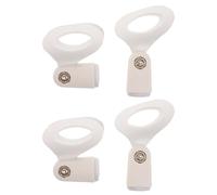 WESIEVYA 4 soportes de micrófono con abrazadera de escritorio - Clip de plástico blanco para micrófonos inalámbricos de mano, ideales para equipos de audio de escenario, estudio o iglesia.