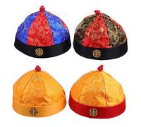 WESIEVYA 4piezas Sombreros Vintage De Traje Chino Con Trenzas De Sombreros Para Fiesta y Representaciones Dinastía Qing Años