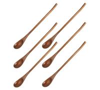 WESIEVYA 6 Piezas Cuchara de Madera Marrón para Remover Miel y Sopa, Utensilio Ligero y Multifuncional Diseño Natural y Elegante para Cocina y Café
