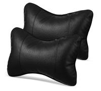 WESIEVYA Almohadas Cervicales para Coche Hueso Ergonómicas 2 Piezas Negro 27,6x18,8x8,9 Cm Soporte Cuello 4 Estaciones Masaje Viajes Seguros Conductores