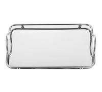 WESIEVYA Bandeja de Acero Inoxidable Rectangular Asas, Diseño Elegante y Acabado Brillante, Bandeja para Servir en Cumpleaños y Festivales, Fácil de Transportar