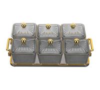 WESIEVYA Bandeja para Refrigerios con 6 Compartimentos y Tapa, Diseño Elegante de Ps para Bar y Fiestas, Adecuado para Frutas y Frutos Secos Reutilizable