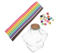 WESIEVYA Botella de Vidrio con Estrellas de Papel de Origami, Tiras de Papel Ligero y Fácil de Llevar para Decoración de Habitación y Fiestas Infantiles