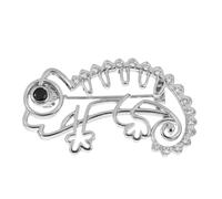 WESIEVYA Broche de Camaleón Metálico con Diseño Hueco y Circonita Pin Animal para Solapas de Chaquetas Abrigos y Bufandas Accesorio Unisex para Fiestas y Diario