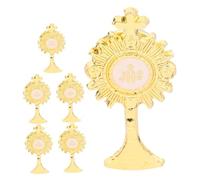 WESIEVYA Broche Dorado Religioso de Comunión con Cruz, 6 Piezas para Fiesta Religiosa, Pin Decorativo del Santo Grial, Accesorio Ligero y Versátil para Ropa Femenina